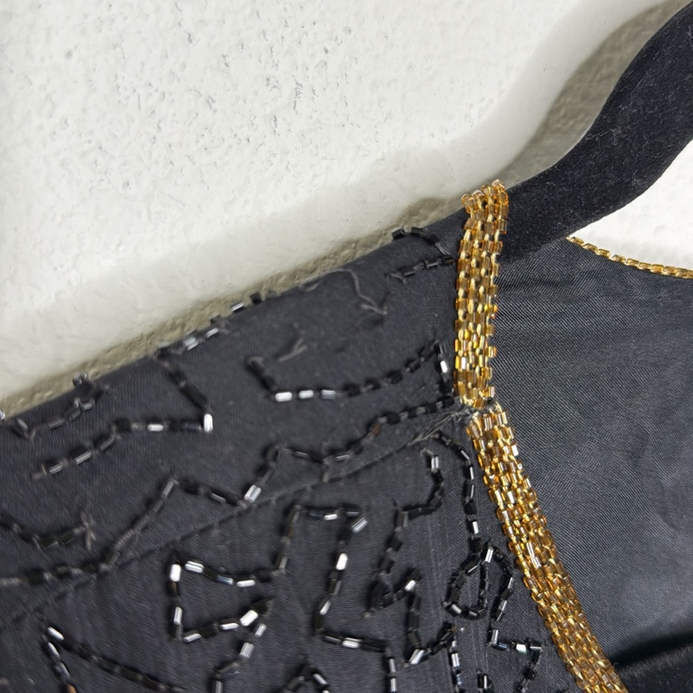 Exclusive Vintage 80’s Black and Gold Beaded 100% Silk Women's Top Size Small - Picture 11 of 12